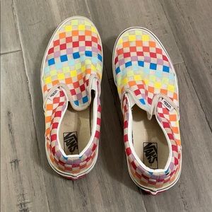 Vans rainbow slip ons